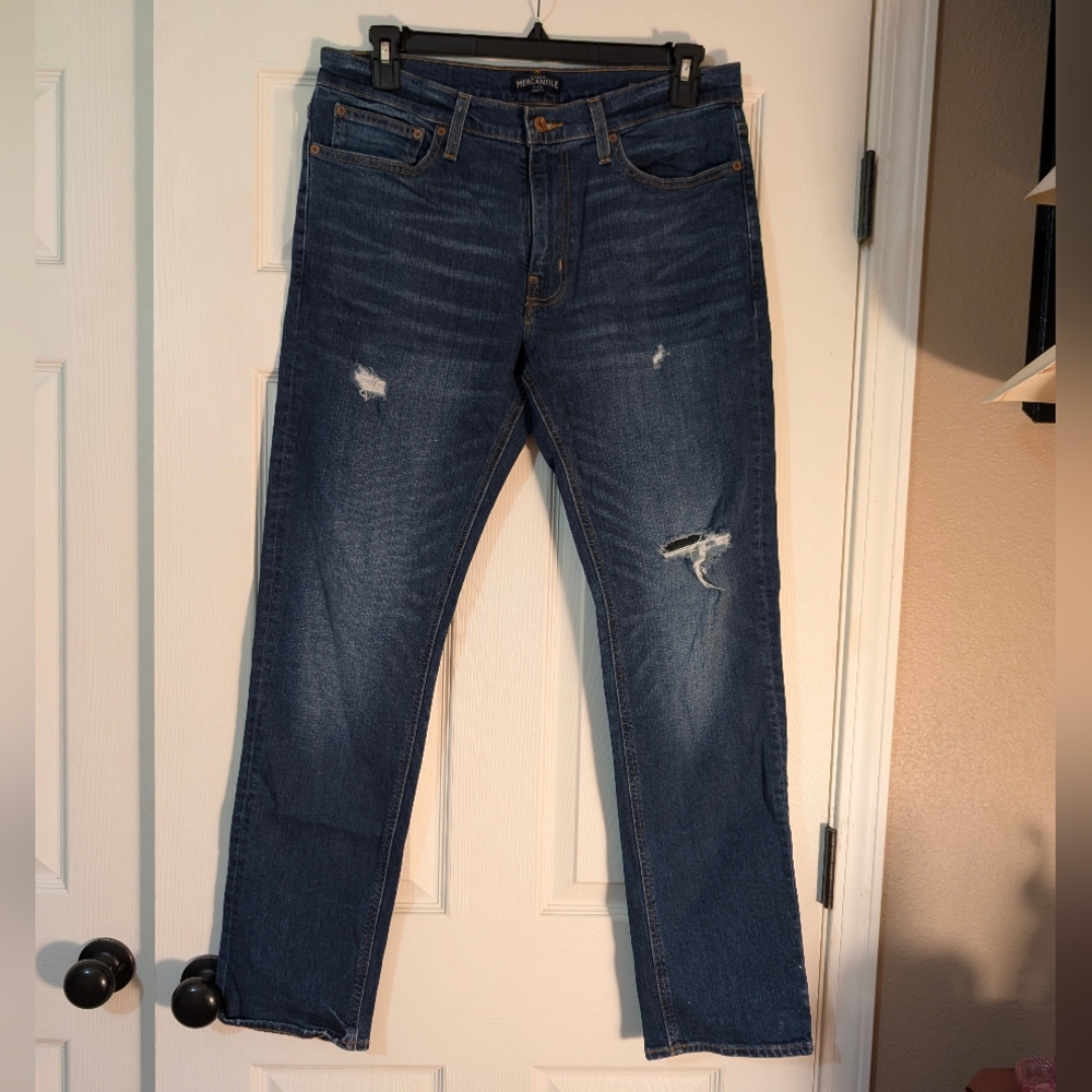 J Crew Mercantile Flex Women's Distressed Straight Jeans Size 33x32